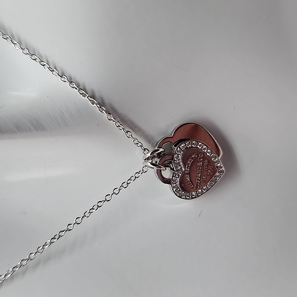 Tiffany & Co. Double Heart 18K Gold Diamond Necklace - Picture 7 of 9